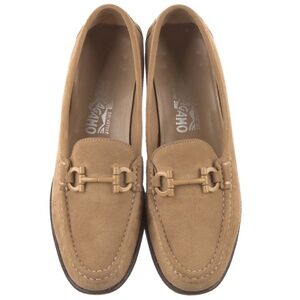 Salvatore Ferragamo Tan Suede Loafers, size 8